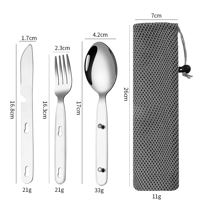 3개/세트 접이식 숟가락 포크 나이프 304 스테인레스 - Outdoor Camping Dining Set 리뷰 및 가격