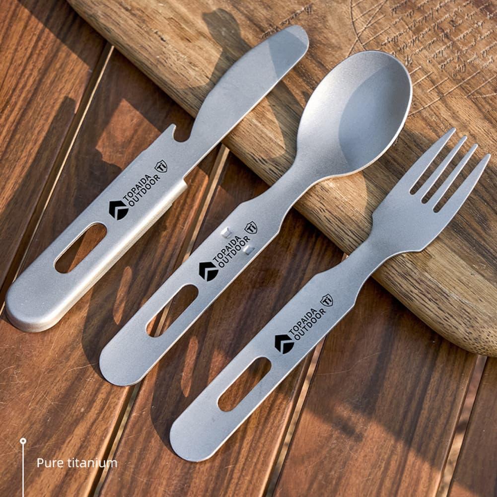3-in-1 티타늄 캠핑용 포크, 스푼, 나이프 세트  - Outdoor Camping Dining Set 리뷰 및 가격